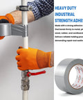Heavy Duty Silver Duct Tape 2 Inch By 30 Yard Waterproof Industrial Tape For Everyday Repairs And Quick Fixes, Tough As Nails Industrial Strength Adhesive That Binds To Metal, Plastic, Cardboard, And More, One Roll, wrapped on pipe