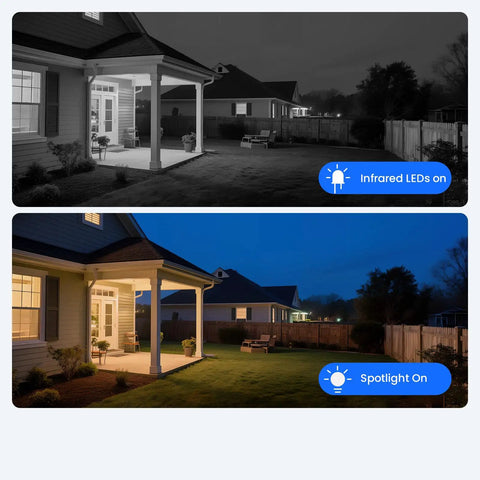 10X Zoom Dual Lens PTZ Security Camera With AI Auto Tracking And 2K HD Wireless Indoor Outdoor Surveillance System night vision comparison image