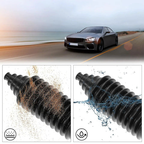 Universal Car Inner Tie Rod Boot Kit With Clamp Pliers, Cuttable Flexible Silicone Rack Boots, Dust Shield shown with car background