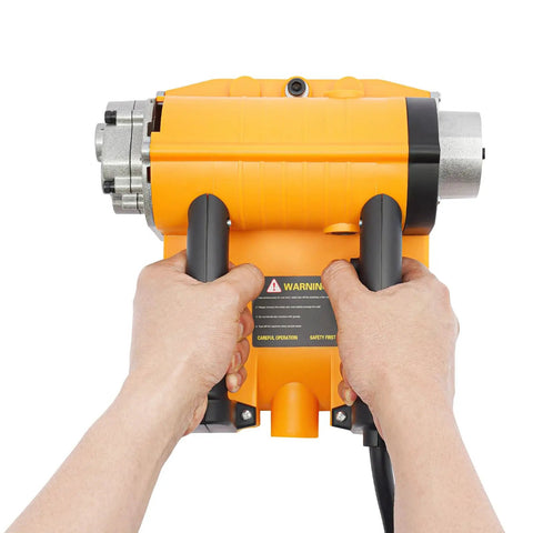 Professional Electric Wall Planer Featuring Handheld Firm Grip And Hassle Free Depth Adjustment For Slick Indoor And Outdoor Wall Prep with control handles.
