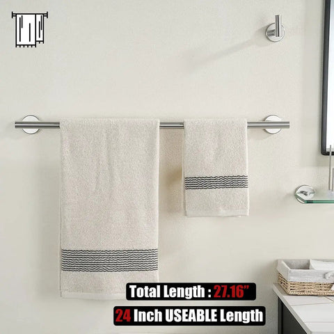 Brushed Finish 5-Piece Bathroom Hardware Set With Wall Mount For Tight Spaces Includes 24 Inch Towel Bar 7 Inch Towel Ring