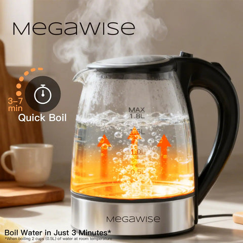 1.8L Electric Kettle With Beast Fast Boil Tech, Auto Shut Off, BPA Free Food Grade Material, Large Capacity Hot Water Boiler