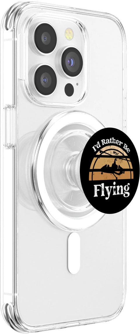 Gyrocopter Gyroplane Pop Grip For iPhone With MagSafe Base Perfect For Autogyro Pilots And Aviation Enthusiasts, clear pop grip visible