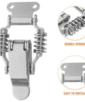 Solid 4pc Iron Spring Toggle Latch Clamps With Buckles For Toolboxes And Cabinets Super Durable Heavy Duty Holders, showing double spring latch.