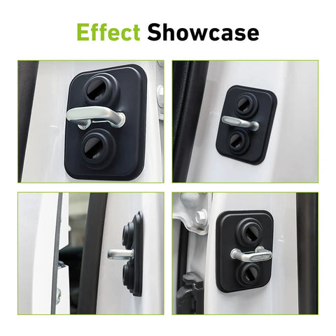 Heavy Duty Silicone Car Door Strike Protectors 4 Pack Self Stick Latch Covers For Universal Cars Vans And Trucks Noise Blocking Pads in use