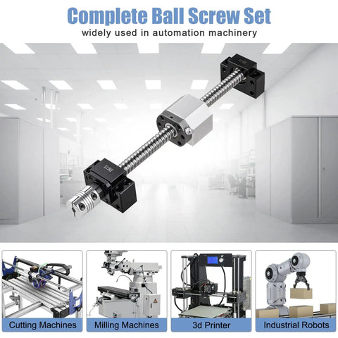 SFU1605 800mm CNC Ball Screw Kit With RM1605 Threaded Spindle Metal Ball Nut in automation machinery