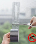 Window And Door Screen Repair Patch Kit With Self Adhesive Tape For Quick Hole Fix Durable Mending Strip applied to window screen