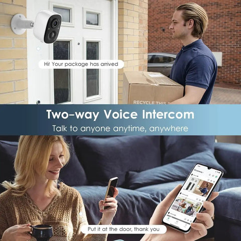 Wireless Outdoor Security Camera With 2K Full Color Night Vision, Battery Powered, 2 Way Talk, Indoor And Outdoor Surveillance, AI Motion Detection, Spotlights And Siren, IP65 Weatherproof, Easy WiFi Setup