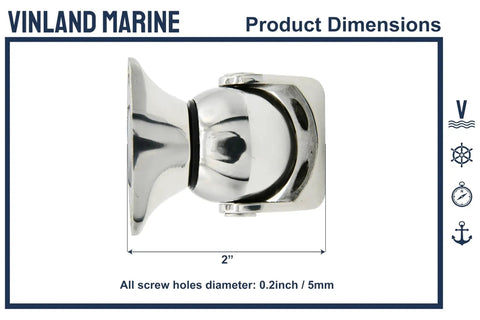 Side view of Magnetic Door Stop For Pontoon Boats, Marine Grade 316 Stainless Steel, 2-inch width, marine use.