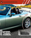 Stubby Antenna For Mazda Miata 2006-2026, 3.8 Inch Short Antenna Replacement installed on convertible, CravenSpeed branding visible