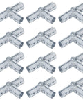 12 Pack Rock Solid Four Way Cross Emt Conduit Connector And One Half Inch Electrical Pipe Clamp Fitting With No Sweat Bolt Kit Low Carbon Steel And Durable Blue Coating For Easy Wiring Installations arranged in a grid.