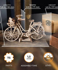 Dutch Bicycle 3D Wooden Puzzle Kit For Adults With Dope Movable Parts And Rear Rack Front Basket Amsterdam Inspired Mechanical Model 1 To 1850 Scale on desk