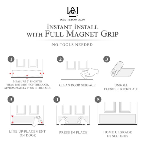 Installation guide for Magnetic Rubber Door Kick Plate with UV Printed Faux Satin Black Finish.