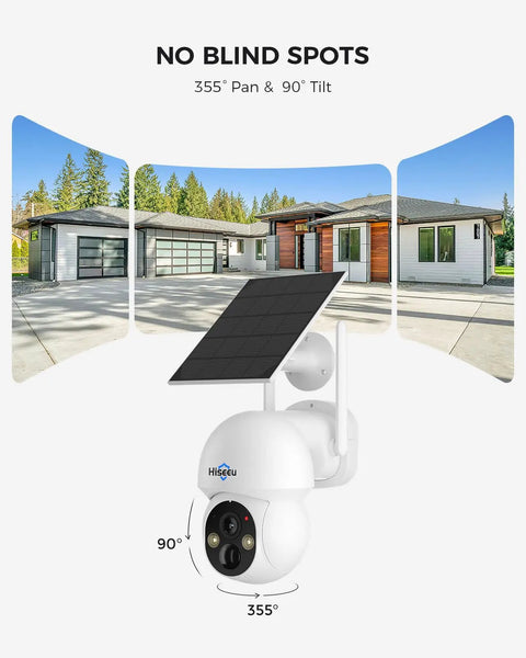 Wire-Free Solar Powered Outdoor Security Camera System, 4MP 4 Cam Kit, 2.4G And 5G WiFi, Color Night Vision, 360 Degree Pan And Tilt