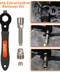 Crank Puller Tool Set For Bikes With Allen Wrench Square Crank Remover Kit Compatible With ISIS Drive And Octalink shown with tools