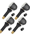 GM TPMS Sensors 315MHz 4 Pack For Chevy Silverado GMC Sierra No Drama Install Tire Pressure Monitoring System Replacement Plug And Play OE Fit Durable Weatherproof Easy Sensor Swap For Reliable Ride Day One four black sensors with valve stems and caps