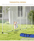 Dog playing under water spray with Pet Agility Training 2-Piece Set With Weave Pole, 32.8-Foot Water Spray Hose, Training Stand