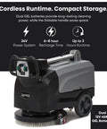 Battery Powered Walk Behind Floor Scrubber Buffer Polisher With Foldable Handle 15 Inch Brush 19 Inch Squeegee 4.5 Gallon Tank