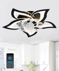 5 Pc Ceiling Fan with Lights Remote Control 24 inch Black 6 Speeds 3 Light ceiling fan with floral design and remote control.