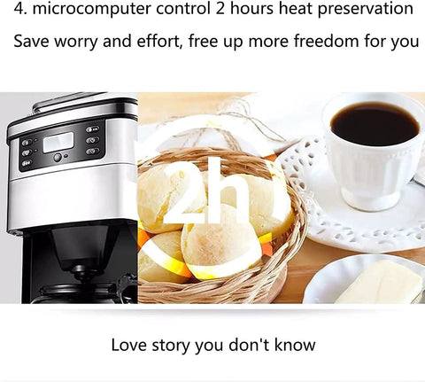 Gotta Have This Stainless Steel Drip Coffee Maker Featuring Reusable Filter To Skip Paper Waste Plus Adjustable Brew Strength And Auto Keep Warm Plate For Those Quick Morning Cups That Honestly Hit The Spot next to a cup of coffee and bread rolls.