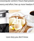 No Fuss Stainless Steel Drip Coffee Maker With Built Grinder And 0.6 Liter Filter Brewer features 2-hour heat preservation with coffee and rolls.
