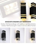 12.8 Inch LED Outdoor Rectangle Wall Sconce Light Two Pack Dope Black Exterior Flood Light With IP65 Waterproof 2700K Warm White Up And Down Lighting For Porch Patio Garage