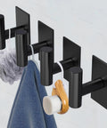 Heavy Duty Adhesive Wall Towel Hooks Waterproof No Drill Mount For Kitchen Bathroom Closet Black 4 Pack Ideal For Towels Coats