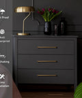 Antique Brass Cabinet Pulls 5-Pack, 7-9/16 Inch Center Bar Drawer Handles For Kitchen Cupboards And Dressers installed on drawers.