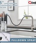 Slick Hands Free Kitchen Sink Faucet With Pull Down Sprayer And Waterfall Flow Featuring 360 Degree Swivel Design and No Sweat Auto Shut Off Feature For Everyday Home Cooking Tasks with an extra long hose.