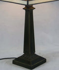 Base of Mission Tiffany Style Stained Glass Table Lamp, Handmade Copper Foil Craft, 20 Inch Tall with elegant detailing