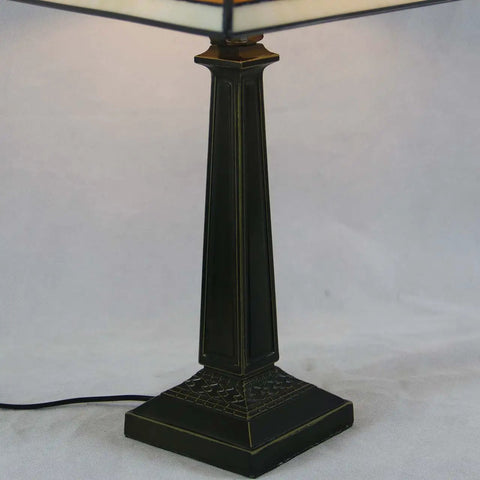 Base of Mission Tiffany Style Stained Glass Table Lamp, Handmade Copper Foil Craft, 20 Inch Tall with elegant detailing
