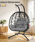 Oversized Double Hanging Egg Chair With Stand For Indoor Outdoor Use 2 Person Wicker Swing Chair With Cushions 700 Lbs Capacity