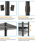 Assembling the Upgraded Heavy Duty Adjustable Washer Dryer Stacking Rack For Tight Laundry Spaces And Compact Apartments featuring clips and shelves.