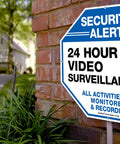 2-Pack Video Surveillance Signs, 10 X 10 Aluminum Security Warning Reflective Signs For Indoor Outdoor Use, on brick wall