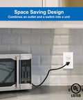 Installed Two Pack Combo Toggle Light Switch And Duplex Outlet, Single Pole Wall Switch With Grounded Receptacle, 15 Amp 125V, White