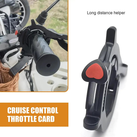 Smooth Operator Throttle Cruise Control Lock For Motorcycle Offering Ride Ease And Longhaul Comfort One Click Adjustment shown on motorcycle handle.