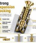 Strong expansion locking schematic of heavy duty hinge repair screw kit with 6 by 14 mm expansion anchors for stripped holes.