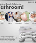 Two Pack Suction Shower Grab Bars For Bathtubs And Showers, No Slip Safety Handles next to box packaging with user icons above