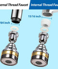 360 Degree Swivel Kitchen Faucet Aerator Replacement 2 Function Stream Spray Sprayer Attachment for 55 64 inch external and internal thread faucet.