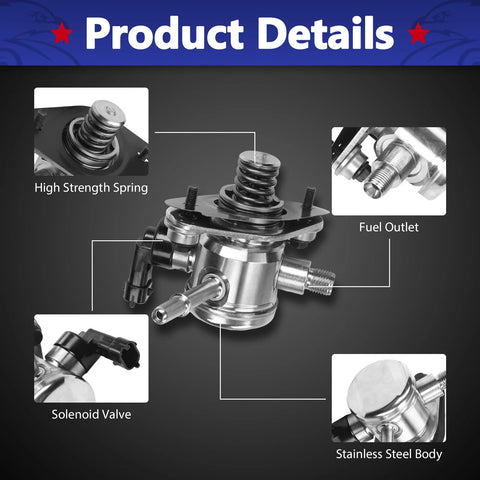Detailed view of High Pressure Fuel Pump EP1028 2 4L For 2010 2017 Chevy Equinox Malibu Impala GMC Terrain Buick LaCrosse Verano Regal