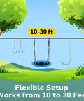 Backyard Slackline Swing Set With 40 Inch Saucer Swing Between Trees No Perfect Tree No Problem Easy Setup Outdoor Play Equipment