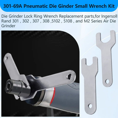 Top Shelf Pneumatic Air Die Grinder Wrench Kit Features 301-69A Small Open End Spanner with Lock Ring for Quick Tool Swap.