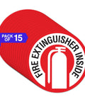Set Of 15 Durable Vinyl Fire Extinguisher Inside Signs, 3x3 Inch, UV Resistant, Easy Peel And Apply, Fade-Resistant Safety Signage