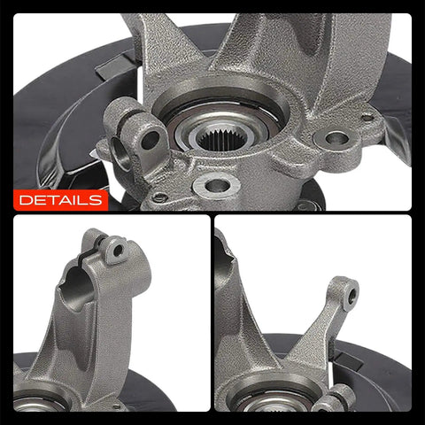 Close-up of 2x Front Left And Right Steering Knuckle And Wheel Bearing Hub Assembly With Dust Shield For Ford Escape 2013 Through 2019