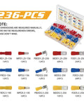 Top Notch 236 Pc Insulated Wire Electrical Connectors Assortment Kit With Butt Spade Ring Terminals And Fast Disconnect Crimp Tools For Pro DIY Wiring Jobs, assorted terminals in organizer case