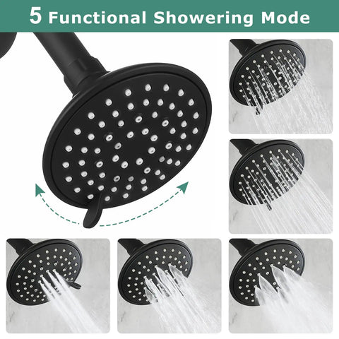 Shower Faucet With Valve Single Handle Trim Kit And 5 Spray Modes Shower Head Wall Mounted System water spray modes
