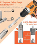 Heavy Duty 16 Piece 3/8 Inch Drive Deep Socket Extractor Set That Makes Stripped Bolts And Frozen Nuts A Walk In The Park, showing sockets and hex adapter.