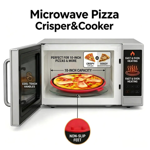 Microwave with 9.5 Inch 5 In 1 Microwave Crisper Pan for Toasties Paninis Grilled Cheese Bacon and Pizza Crisper Nonstick Dishwasher Safe