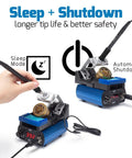 Pro Grade Precision Soldering Iron Station With Temperature Control Preset Channels C to F Conversion Sleep Mode Auto Shutdown Calibration Tools Compatible With C210 Tips For Micro Component Soldering, sleep and shutdown