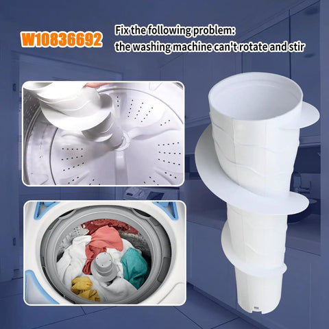 Straight Shot Upgrade Hella Tough Washer Upper Agitator Replaces W10836692 showing white plastic design for Maytag Kenmore Whirlpool units.